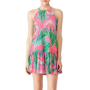Lilly Pulitzer Isabeau Dress in Serene Blue Paradise Bound Sz XL